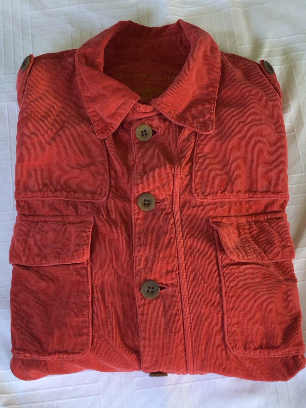 Barbour Collab with TOKITO Red Corduroy Button-Up Shirt L